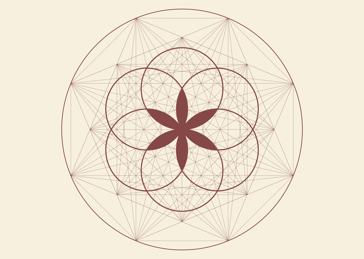 Flower of Life, Sacred Geometry. Geometric mystic mandala of alchemy esoteric symbol. Mystical Seed of Life outline vector divine meditative amulet isolated on vintage background Een paar woorden over het onderwerp van de blog